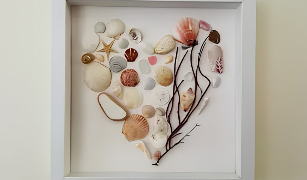 DIY seashell home decor ideas with framed shell wall art