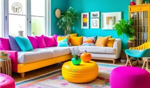 Whimsical home decorating ideas featuring colorful furniture playful decor and indoor plants